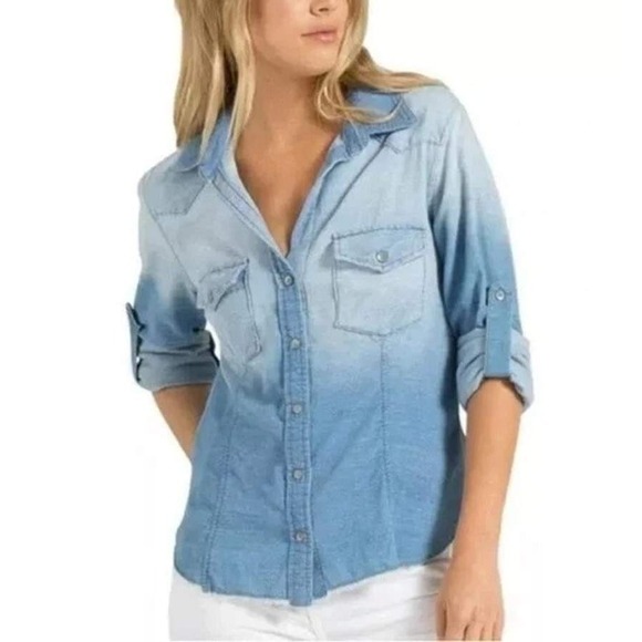 cloth & stone Tops - Anthropologie Cloth & Stone Corduroy Button Down Shirt Women Size S Blue Western